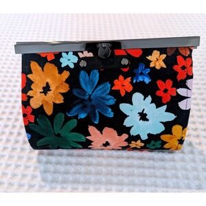 Handmade Floral Kiss Lock Frame Clutch Purse Wallet Organizer Retro Vintage